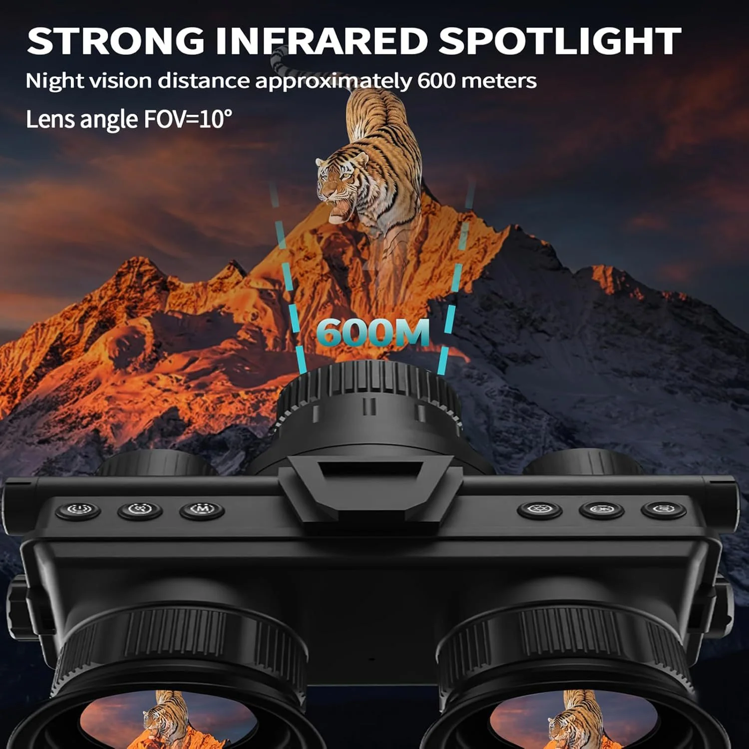 4K Night Vision UHD 40MP Head Mounted Tactical Telescope Goggles 8X Zoom 600M Infrared  Binoculars Hunting Fishing Camping