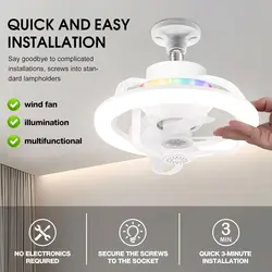 360°Rotating E27 Ceiling Fan Bulb LED Light with Remote  RGB Color Dimmable Ventillator Lamp for Home Lighting AC85-265V