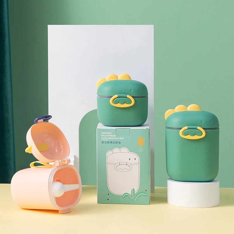 Portable Dinosaur Large Capacity Milk Powder Box Baby Travel Feeding Organizer Packaging Storage Tank