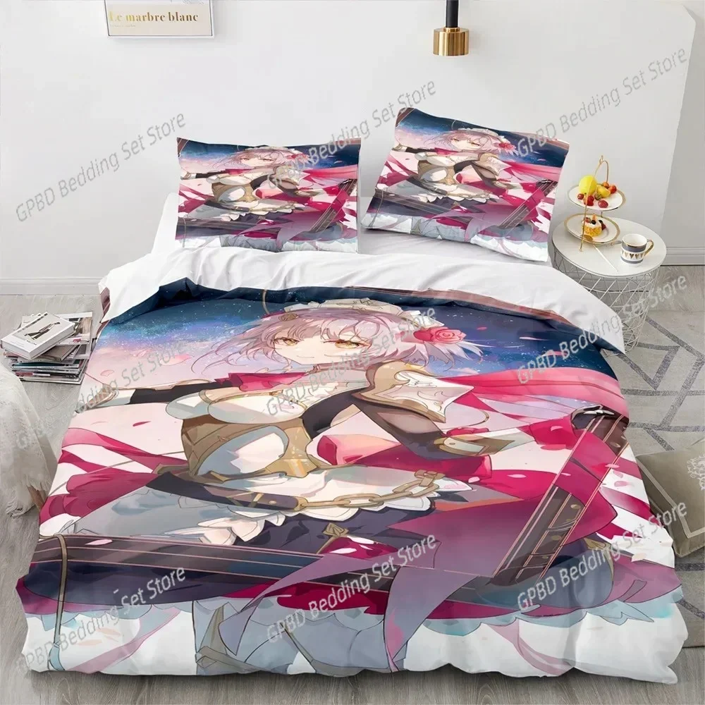 

3D Print Anime Game Genshin Impact Comfortable Duvet Quilt Cover Pillowcase Bedding Set Children Bedroom Decoration Home Textile