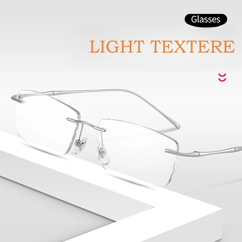 YIMARUILI Fashion Business Ultra-light Pure Titanium Eyewear Women Retro Square Optical Prescription Rimless Glasses Frame Men