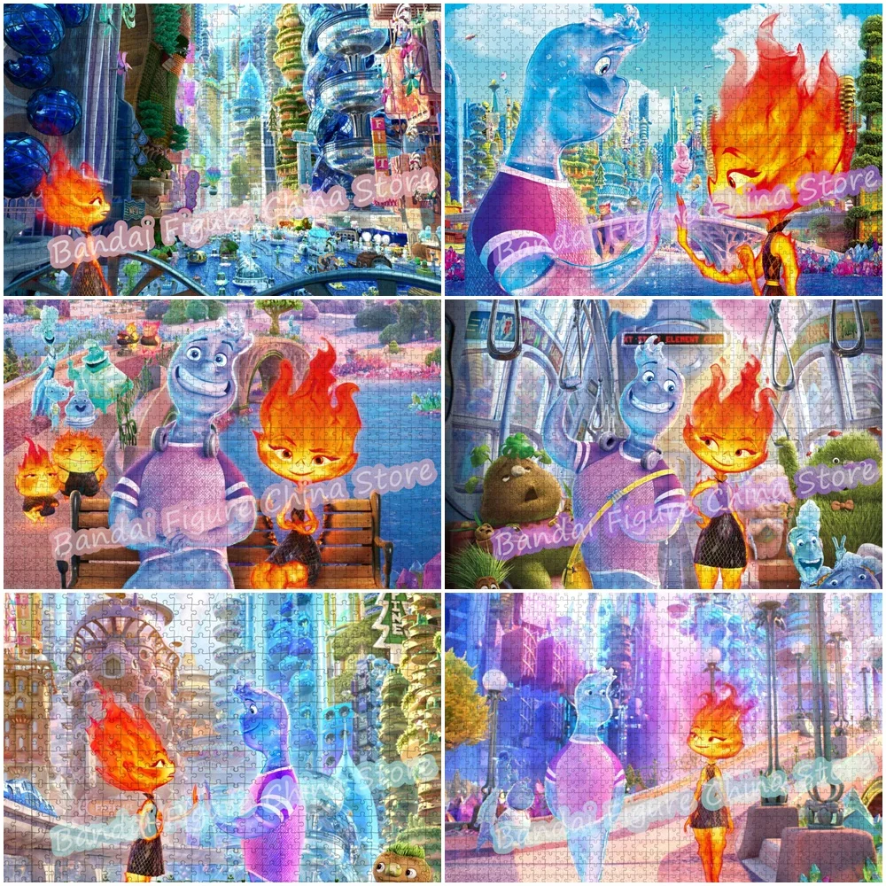 Stress Relief Toys Jigsaw Puzzle Elemental Movies Disney Pixar Anime Fire and Water Adventure Story Puzzle Educational Gifts