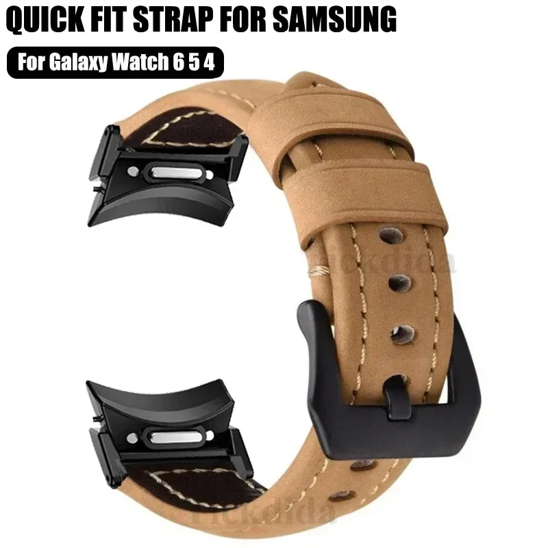 Quick Fit Leather Band for Samsung Galaxy Watch 6 5 4 40 44mm Watch 5 Pro 45mm 46mm Strap for Galaxy Watch 4 6 Classic 47mm 43mm