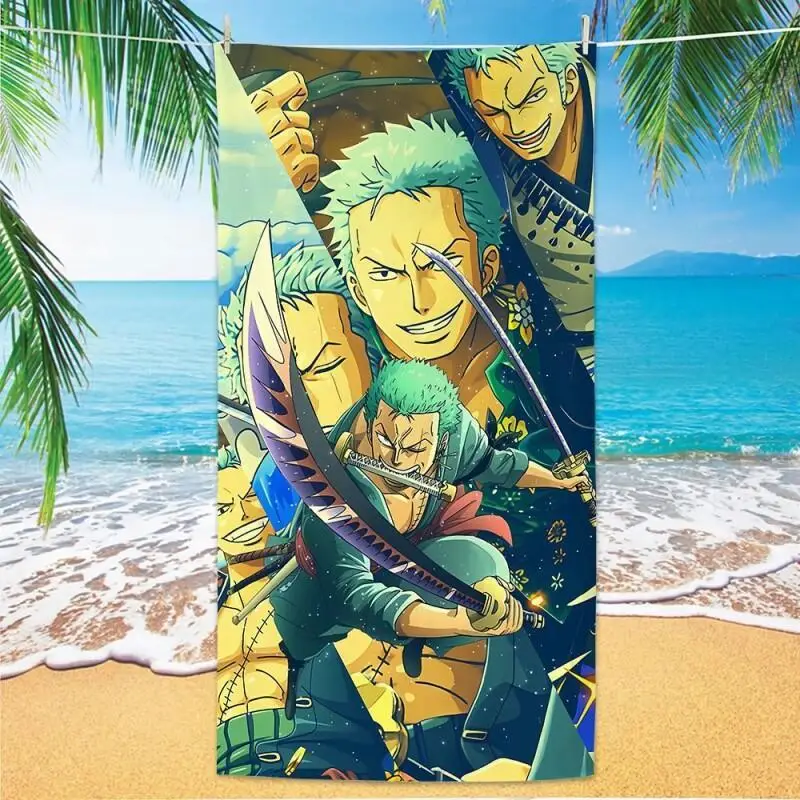 

One Piece Towel Anime Cartoon Beach Bath Towel Microfiber Quick Dry Ultra Soft Absorbent Summer Pool Travel Men Women Extra Cute