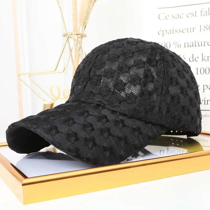 White Lace Baseball Cap Women Summer Hat Sunscreen Hollow Out Spring Adjustable Sports Sun Hats for Women