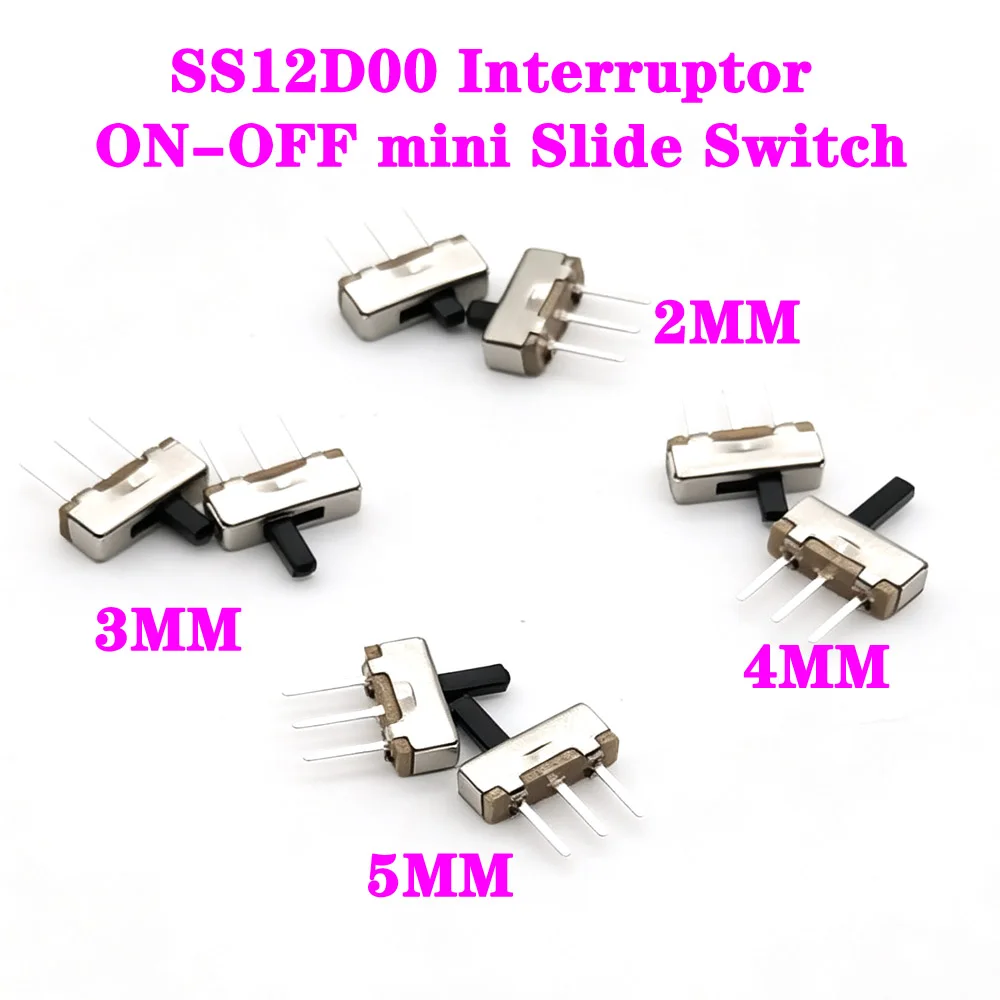 

1000pc SS12D00 Mini Slide Switch 1P2T 2Position Interruptor ON-OFF Toggle Switch DIP Panel Mount 2/3/4/5mm For Arduino PCB DIY