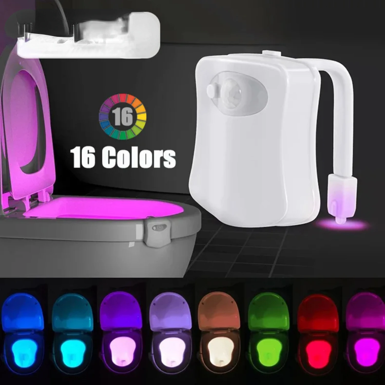 New 16 Colors Toilet Night Light Motion Sensor Lights Washroom Backlight LED Lamp Toilet Bowl Lighting  Bathroom Decoration