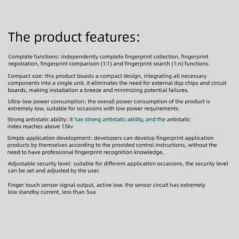 462D Optically Fingerprint Module Featuring Accurate Recognition Quick Response for Access Control Security Verification Needs