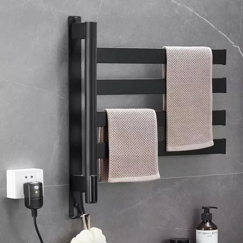 Stainless Steel Electric Temperature Towel Drying Rack ElectricTowel Rail Rotate APP Automatic Control Warmer Heater Towel Rack