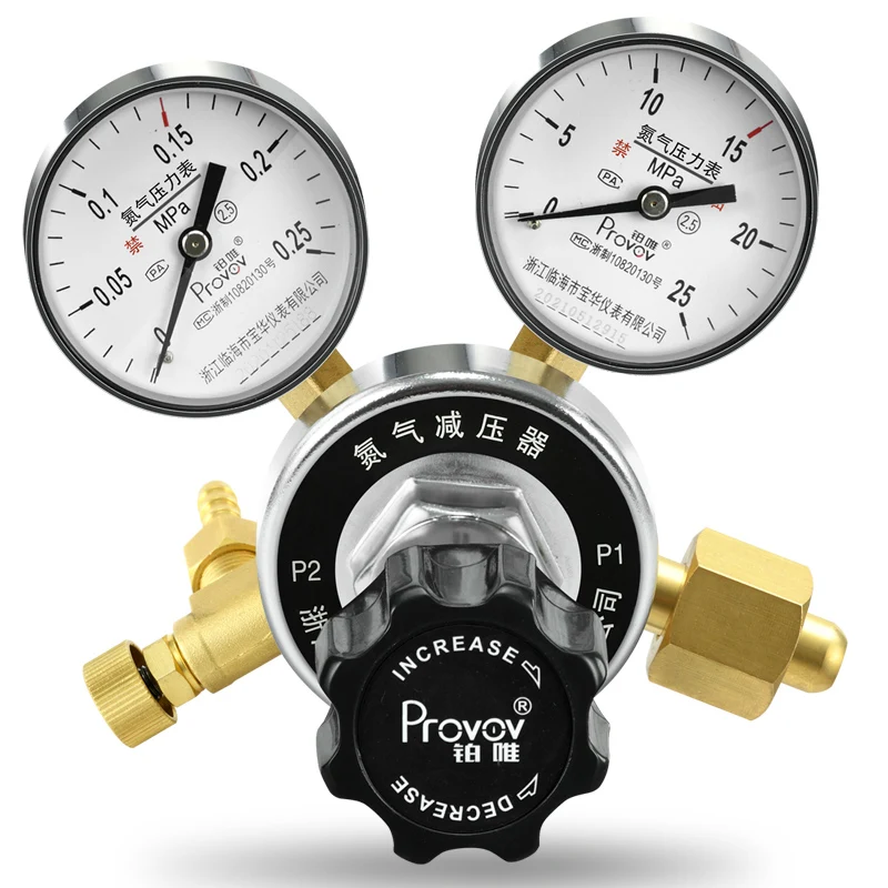 Platinum all-copper nitrogen pressure reducing valve YQD-6 laboratory pressure regulating bottle oxygen double-head gauge
