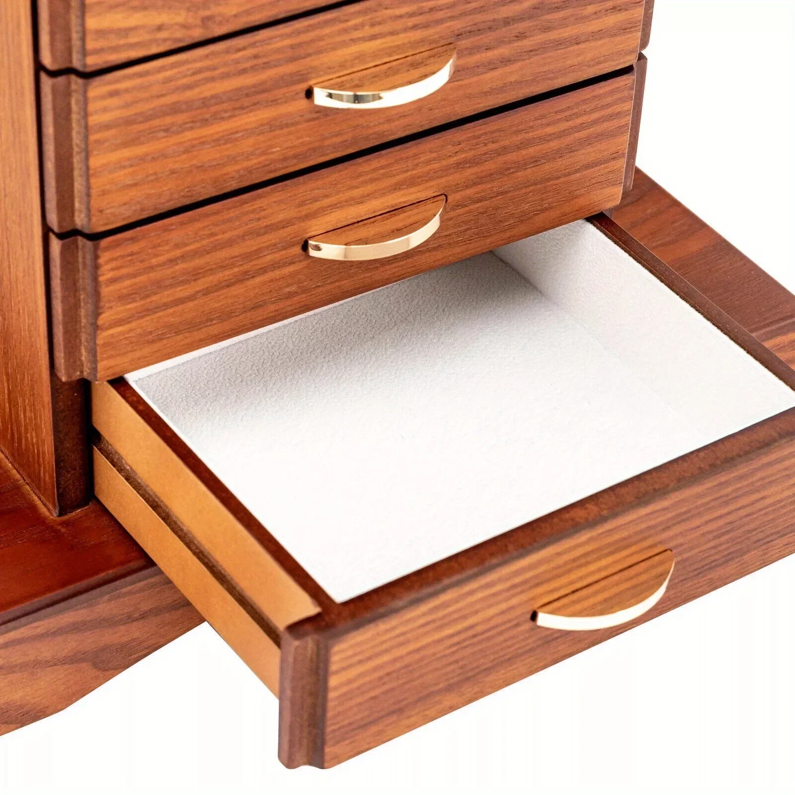 กล่องใส่เครื่องประดับไม้ 7 ชั้น พรีเมียม พร้อมกุญแจและกระจก ความจุขนาดใหญ่ บุด้วยกำมะหยี่ สำหรับผู้หญิงและเด็กผู้หญิง ใส่สร้อยคอ แหวน ต่างหู