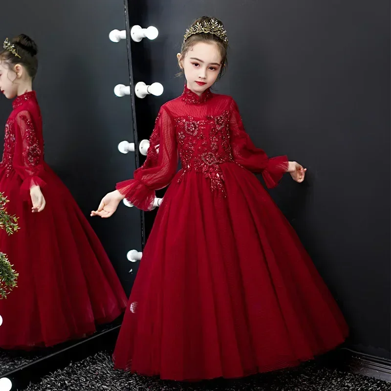 

Flower Girl Evening Dress Fluffy Gauze Flower Wedding Little Birthday Princess Performance Dress Western Wi