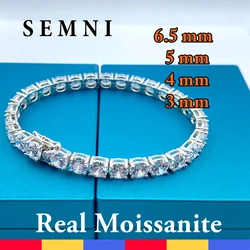 SEMNI 3mm 4mm 5mm 6.5mm Moissanite Diamond Tennis Bracelet for Women Men GRA Certificate 925 Sterling Silver Men's Gift Sapphire