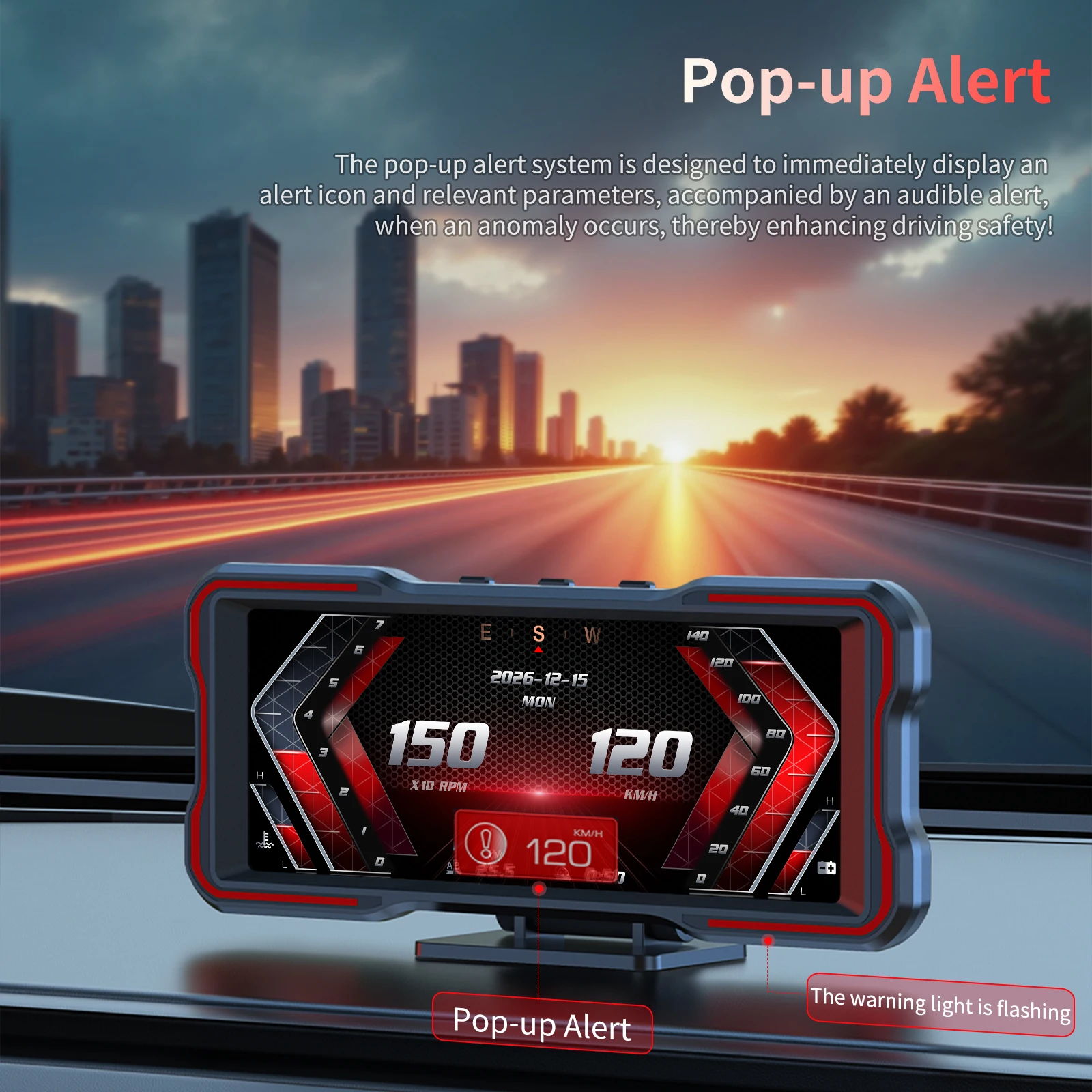 P7 HUD OBD2 GPS Dual System Racing Display RGB Light Digital Speedometer RPM Turbo Water Temp Gauge With Alarm Head Up Display