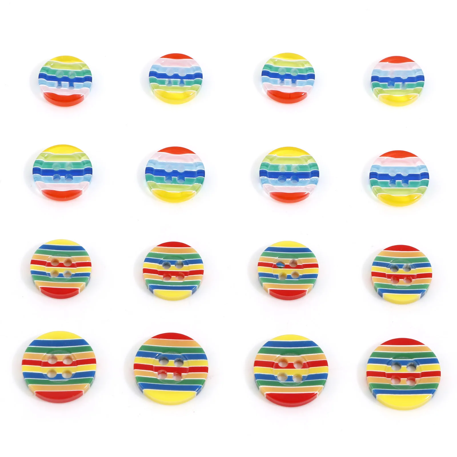 12 13 15mm Resin Buttons Scrapbooking 4 Holes Round Rainbow Pattern Buttons DIY Clothing Dress Sewing Craft Accessories,50pcs