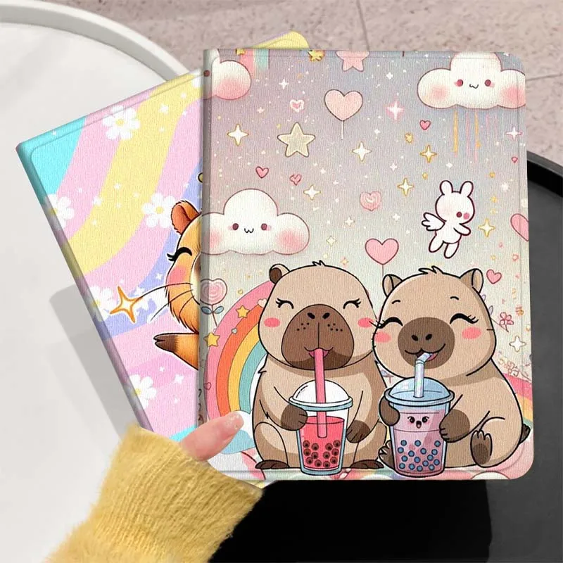 

Cartoon Rainbow Capibala For Huawei MediaPad T5 T10s M6 M5Lite SE Honor Tab 5 6 7 V7 V8 X8a X9a Pro Soft Tablet Case Gift