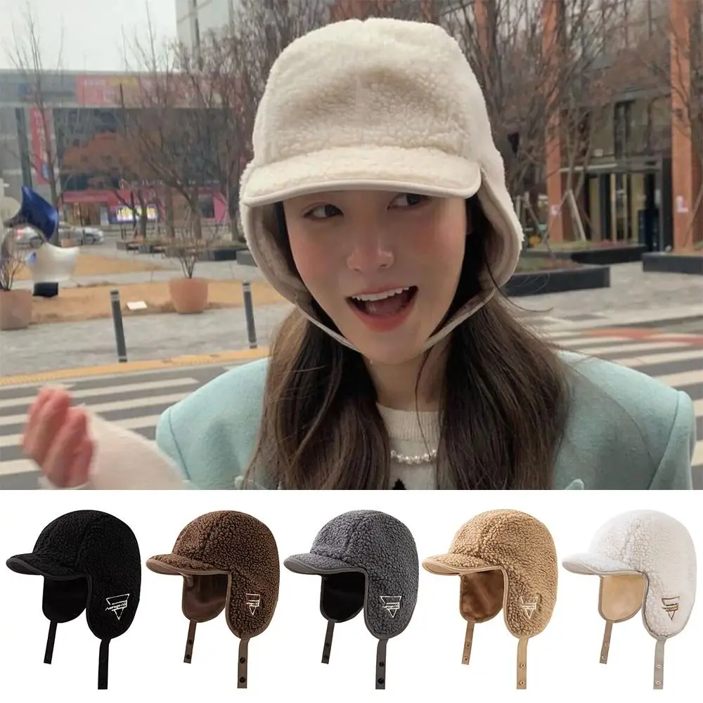 Winter Warm Women Winter Caps Polar Fleece Neck Protection Plush Pullover Hat Soft Windproof Girls Ear Protection Cap Outdoor