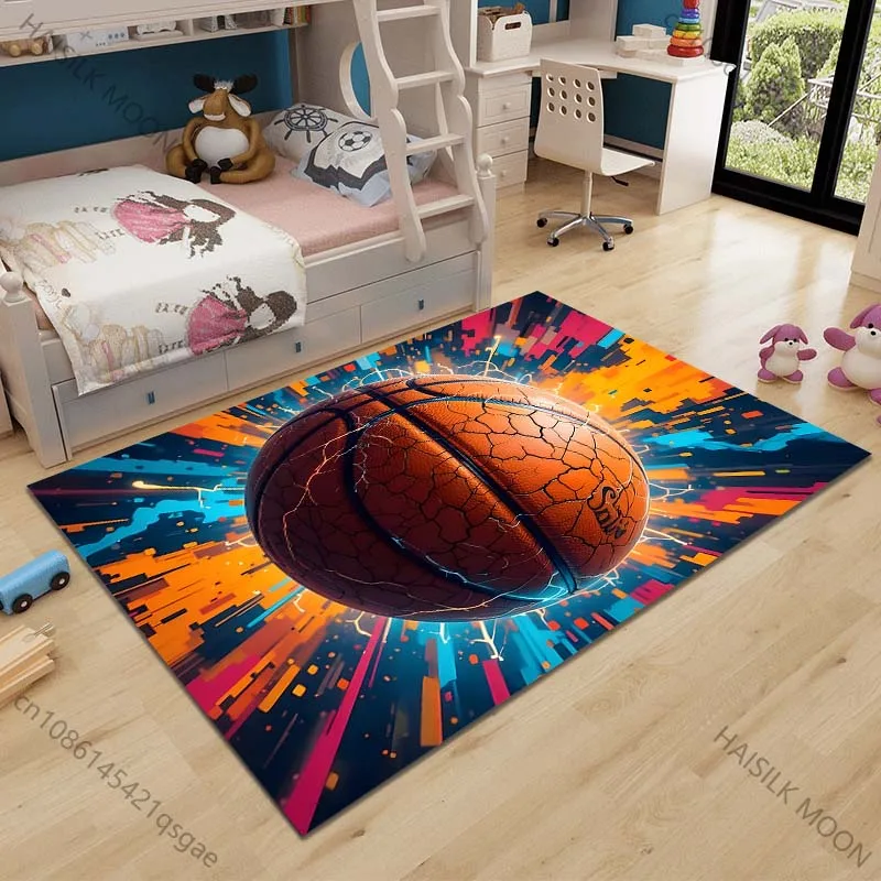 Multiple sizes Basketball with cracked effect background Carpet for Living Room Bedroom Sofa Home Decor Rus Non-slip Floor Mat