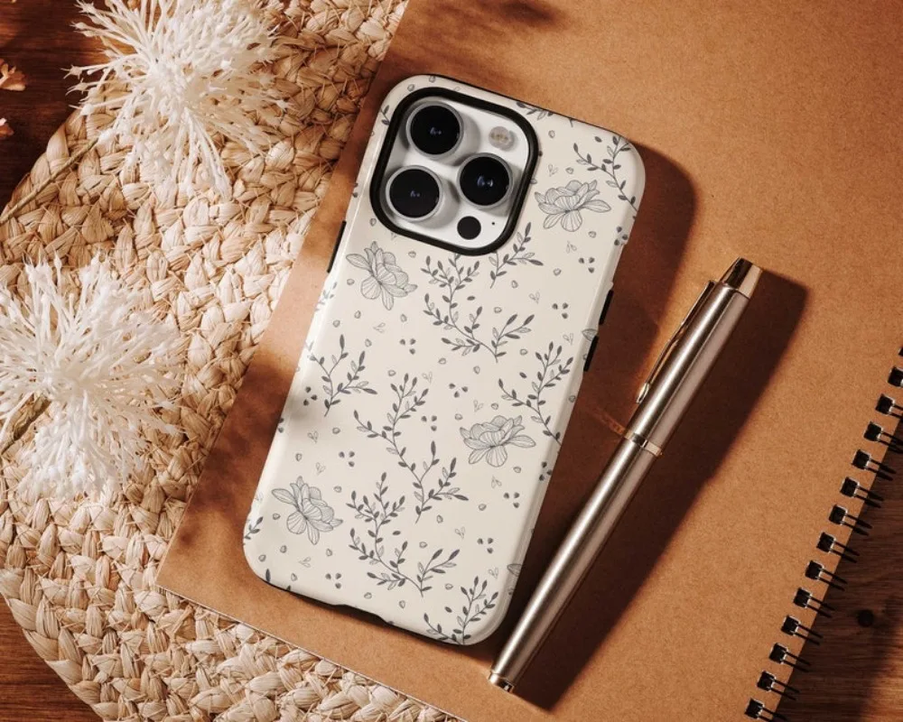 Floral Boho Phone Case For IPHONE 16 15PRO MAX 14 13 12 11 Acrylic TPU Two in one magnetic Phone Cases