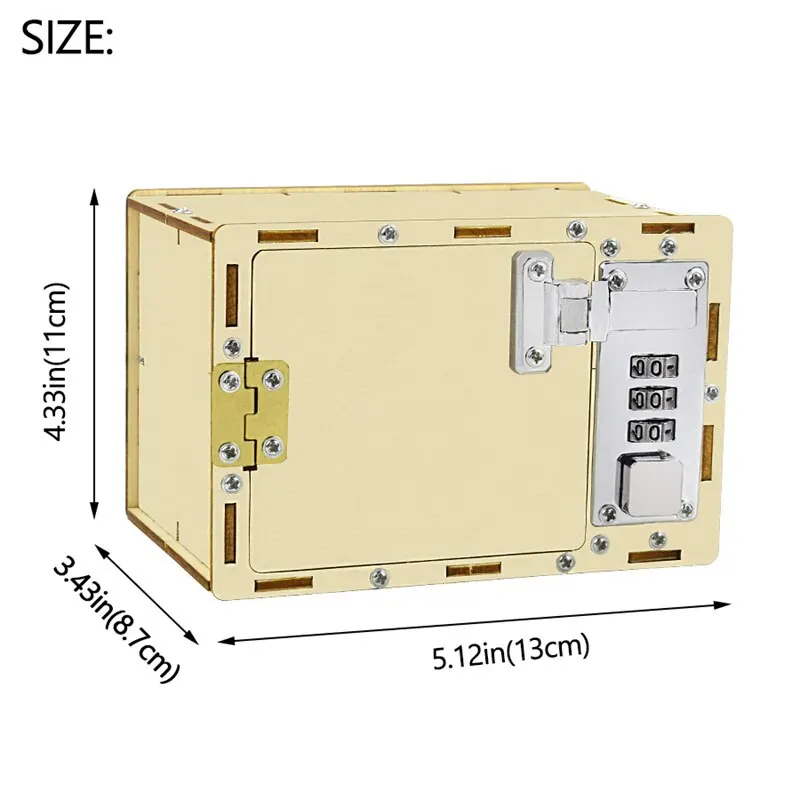 Diy Lockbox Safe Deposit Box Machinery Invention Scientific Experiment Wood Password Box Toys For Kid Assembly Model Make