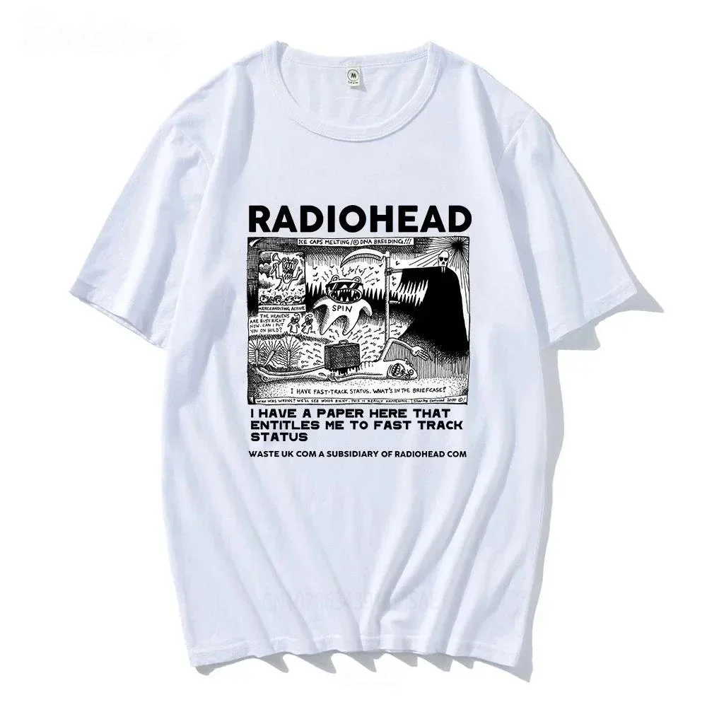 Harajuku Fashion Radiohead T-Shirts Men Women Vintage Graphic Tees  Unisex High Quality Thick Cotton Crewneck Classic Tops