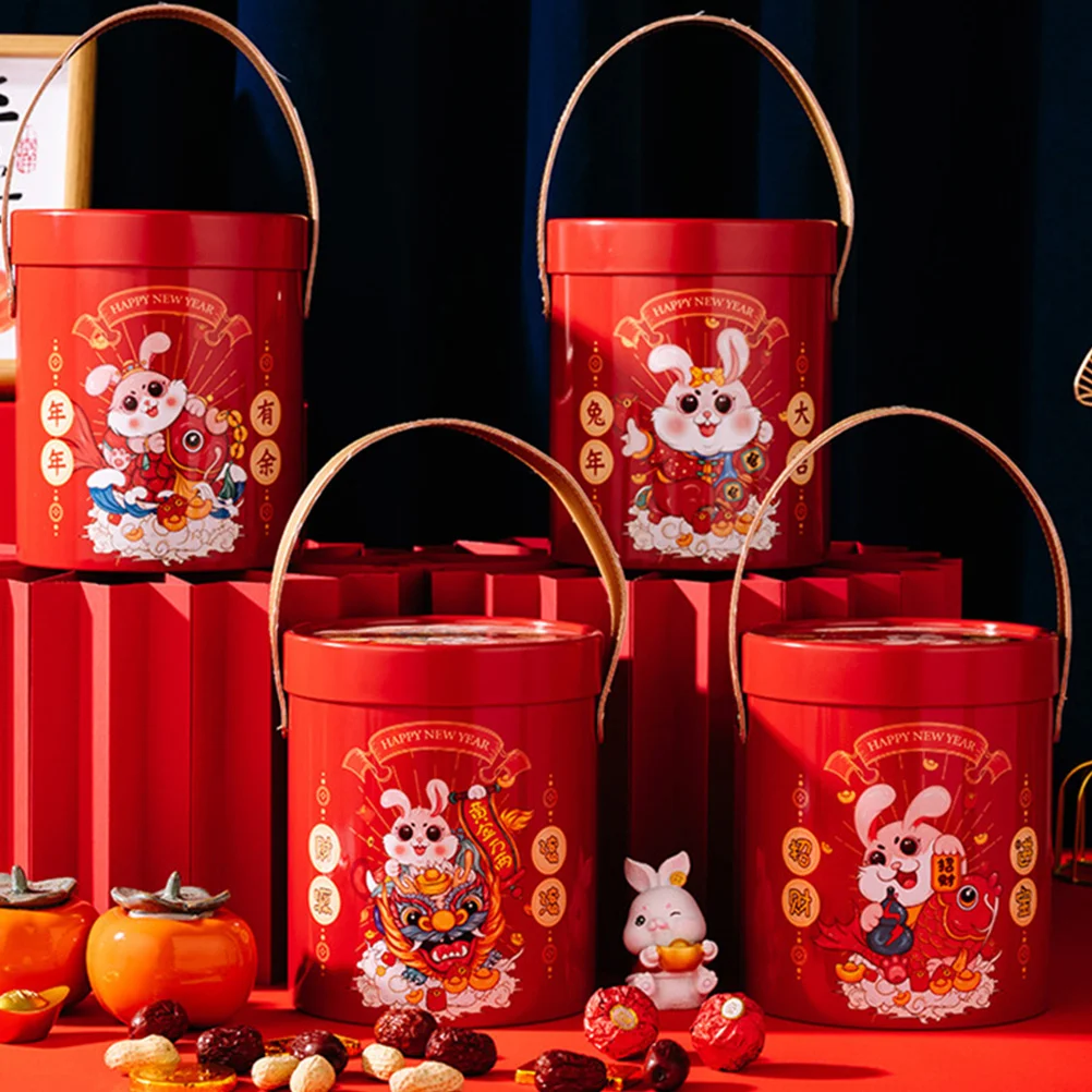 

Gift Box Biscuit Bucket Containers Metal Storage Christmas Lovely Pattern Cookies Chinese New Year Packaging Holiday Gift