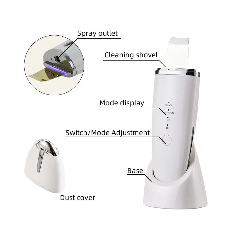 EMS Ultrasonic Skin Scrubber Deep Face Cleaning Machine Peeling Shovel Facial Pore Cleaner Face Skin Scrubber Lift Machine lesen