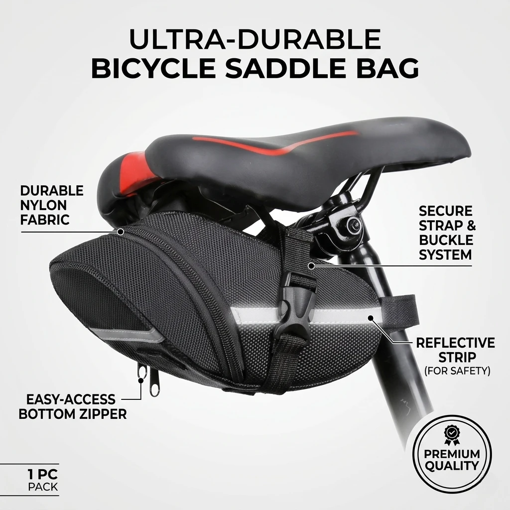 Bicycle Saddle Bag Bike Seat Tail Pouch Durable Nylon Rear Storage Pack For MTB Mountain Road Cycling Riding Accessories 1 Pc