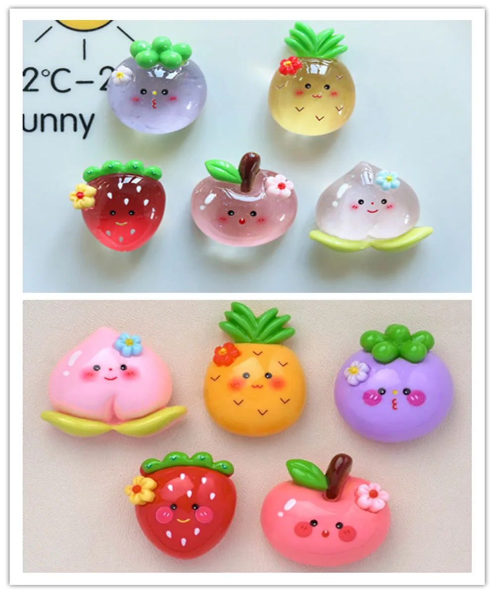 

100 Cute Cartoon Transparent Fruit Resin Flatback Scrapbooking DIY Jewelry Craft Decoration Accessory