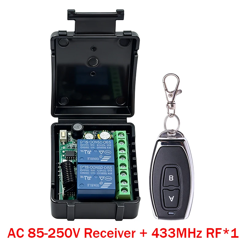 DC 9V 12V 24V AC 85-250V 2CH Relais Modul Empfänger EV1527 Drahtlose Fernbedienung Schalter 433MHz für Tor Licht LED Fanner Motor