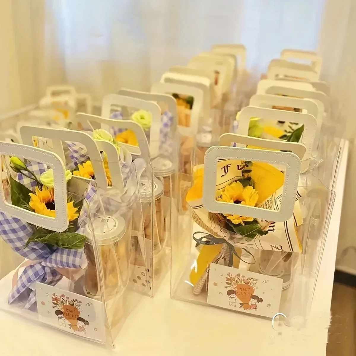 5/15 أكياس هدايا PVC حقيبة التعبئة مع مقبض اكسسوارات الزفاف مهرجان تذكارية حفلة هدية الحلوى تغليف المجوهرات المنزلية