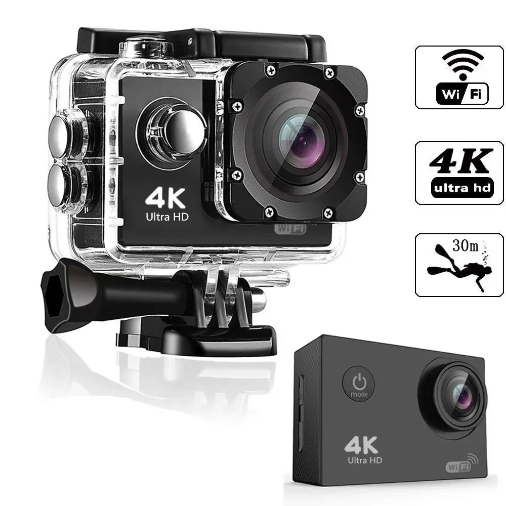 Action Camera 4K WiFi 2.0-inch Screen Waterproof 170D Underwater sports video cameras for motorcycle helmet Outdoor Sport Cam