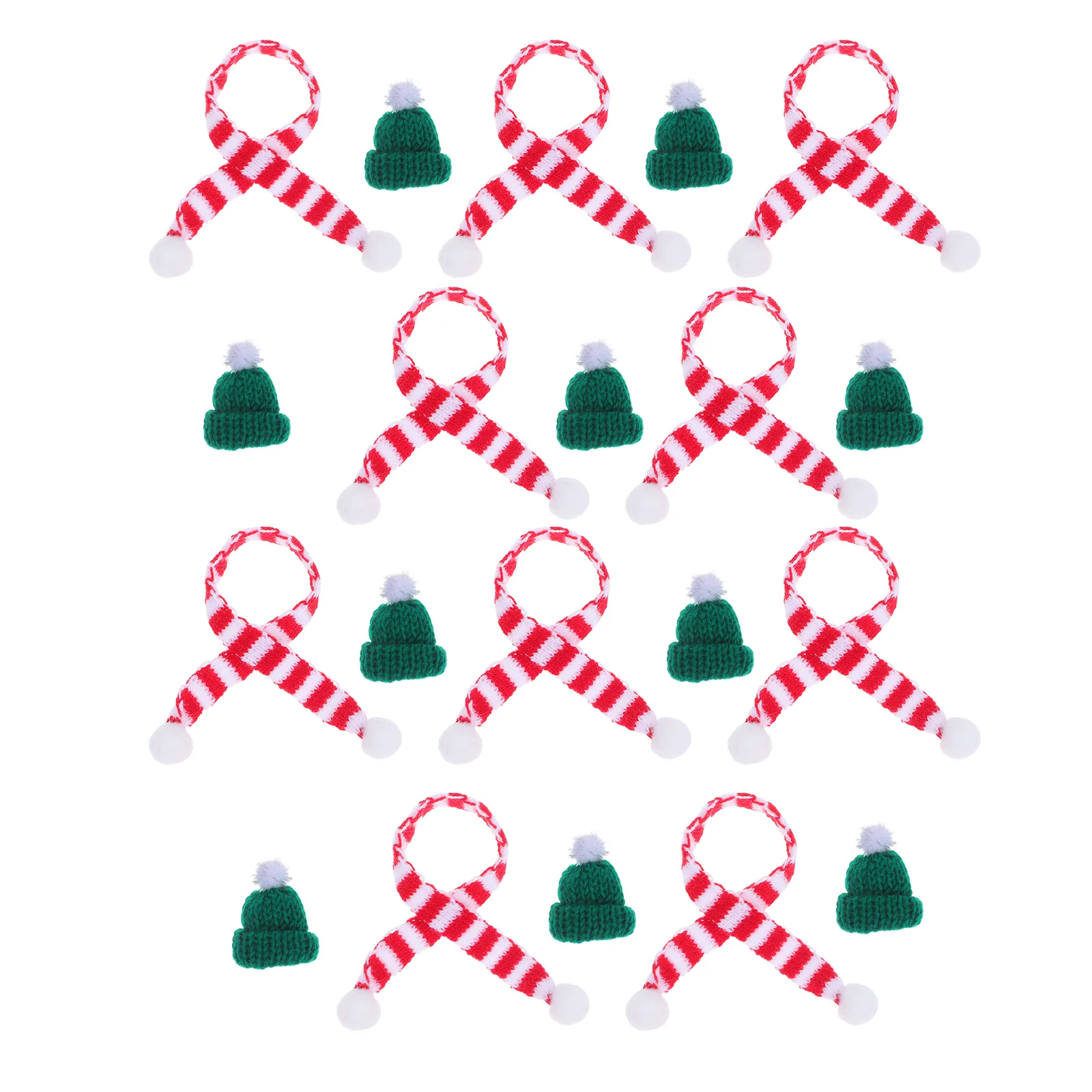 

10Sets Christmas Mini Knit Hat Scarf Wool Wine Bottle Covers DIY Holiday Crafts Soft Knit Mini Wine Decor Hat Scarf for Crafts