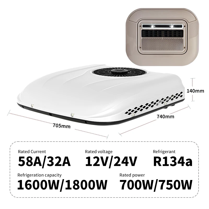 2025 Most Popular 12v 24v Smart Parking Truck Air Conditioner with  Battery Monitoring AC Roof-Mounted  All-Weather AC for Truck
