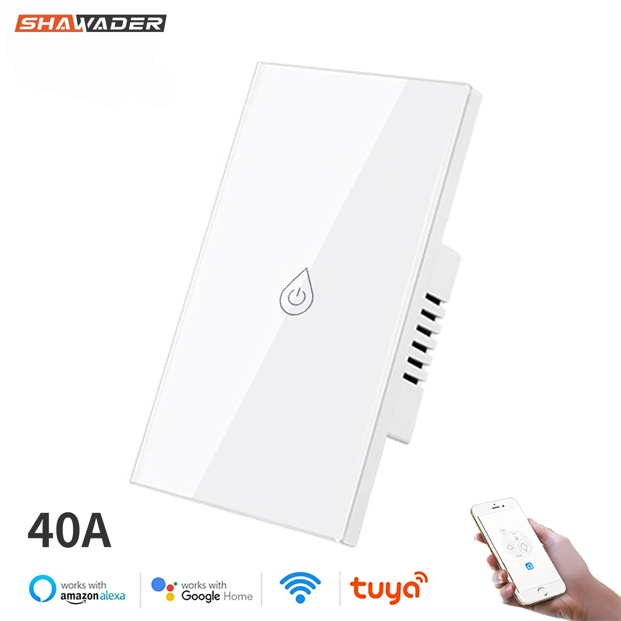 Wifi Tuya Smart Water Heater Wall Boiler Switch 40A Glass Touch Panel Voice Remote Control Alexa Google Home Automation House