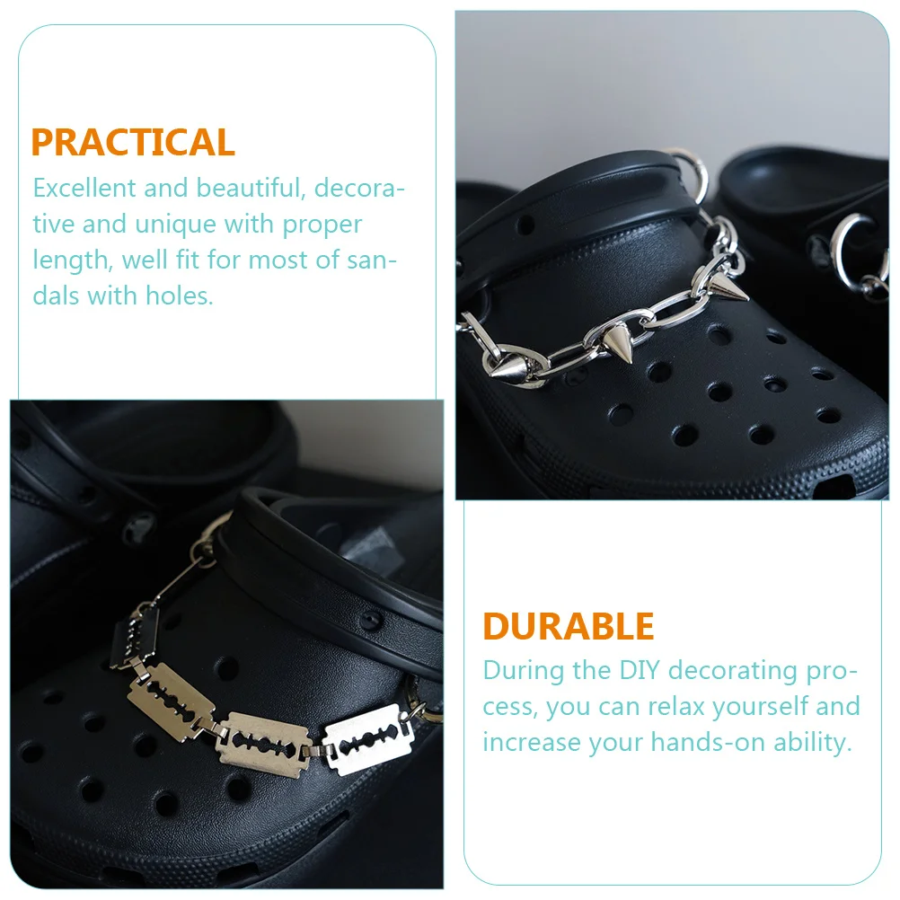 

3 Pcs Shoe Chain Decorative Boot Laces Shoelace Charms Jewelry Metal Accessories For Chains For Shoes Women Shoes S