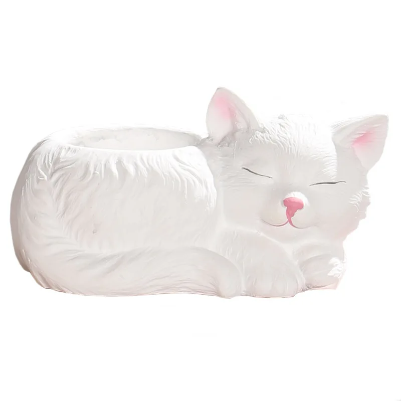 

Creative Resin Sleepping Cat Animal Flowerpot Succlent Plant Pot Bonsai Vase Desktop Ornaments Gardening Art Home Decor
