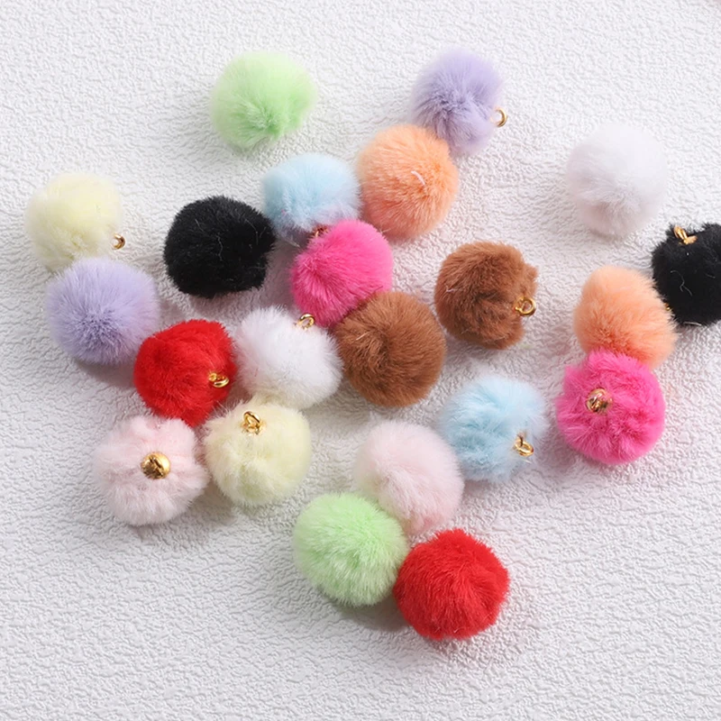 5PCS New Colorful Pom Pom Soft Furry Ball Pendant Pompones Crafts For DIY Phone Lanyard Keychain Earring Jewelry Accessories