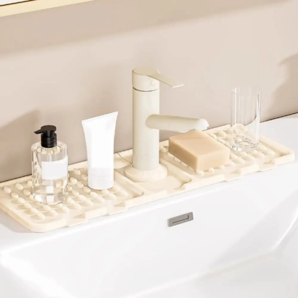 

Silicone Material Water Faucet Drip Tray Water-absorbing Anti Slip Sink Splash-proof Pad Cuttable Design Easy to Use