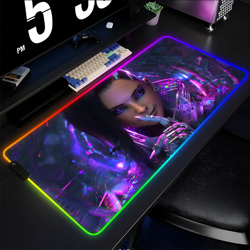 Mouse Pad Gamer Keyboard Pad Overwatch Sombra Desk Mouse Mat LED Carpet Rubber Tapis Souris Gaming RGB Notbook Kawaii Mousepad