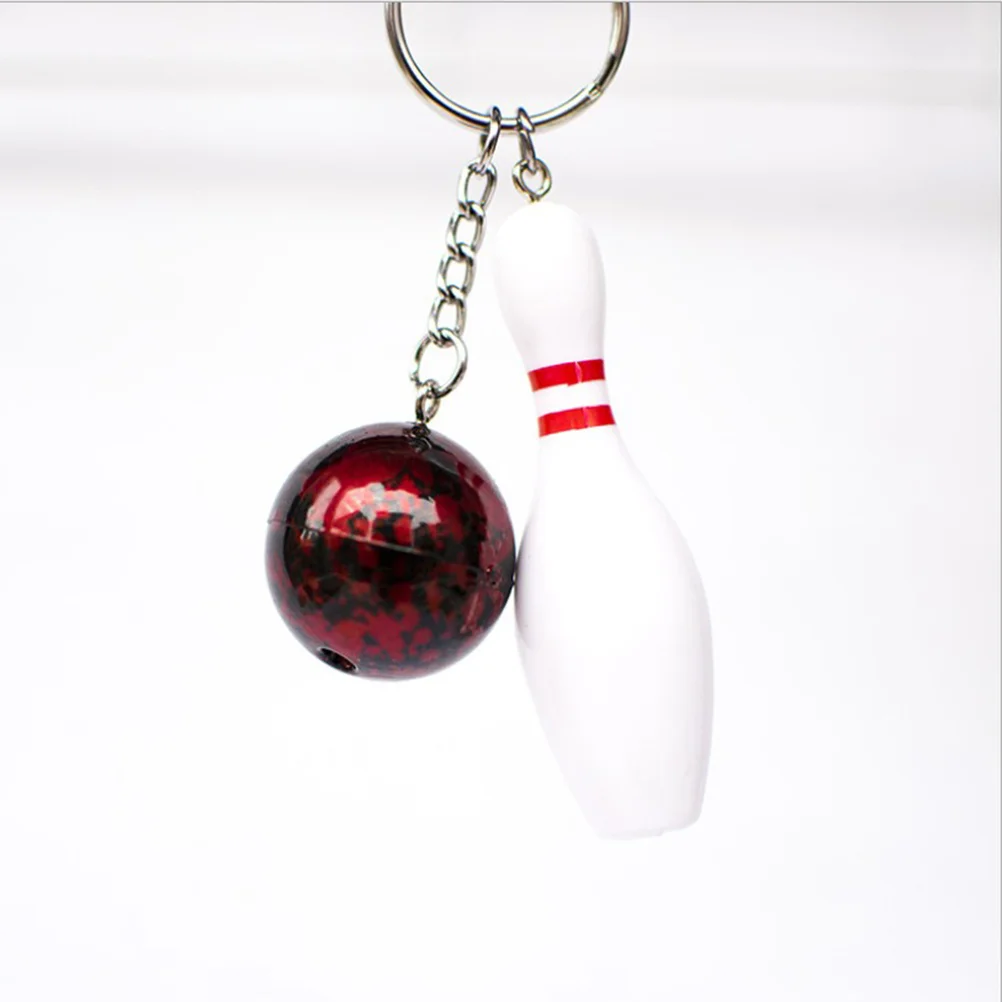 4 Pcs PVC Key Ring Baseball Keychains Hanging Bowling Pendant for Boys Hamster Holder