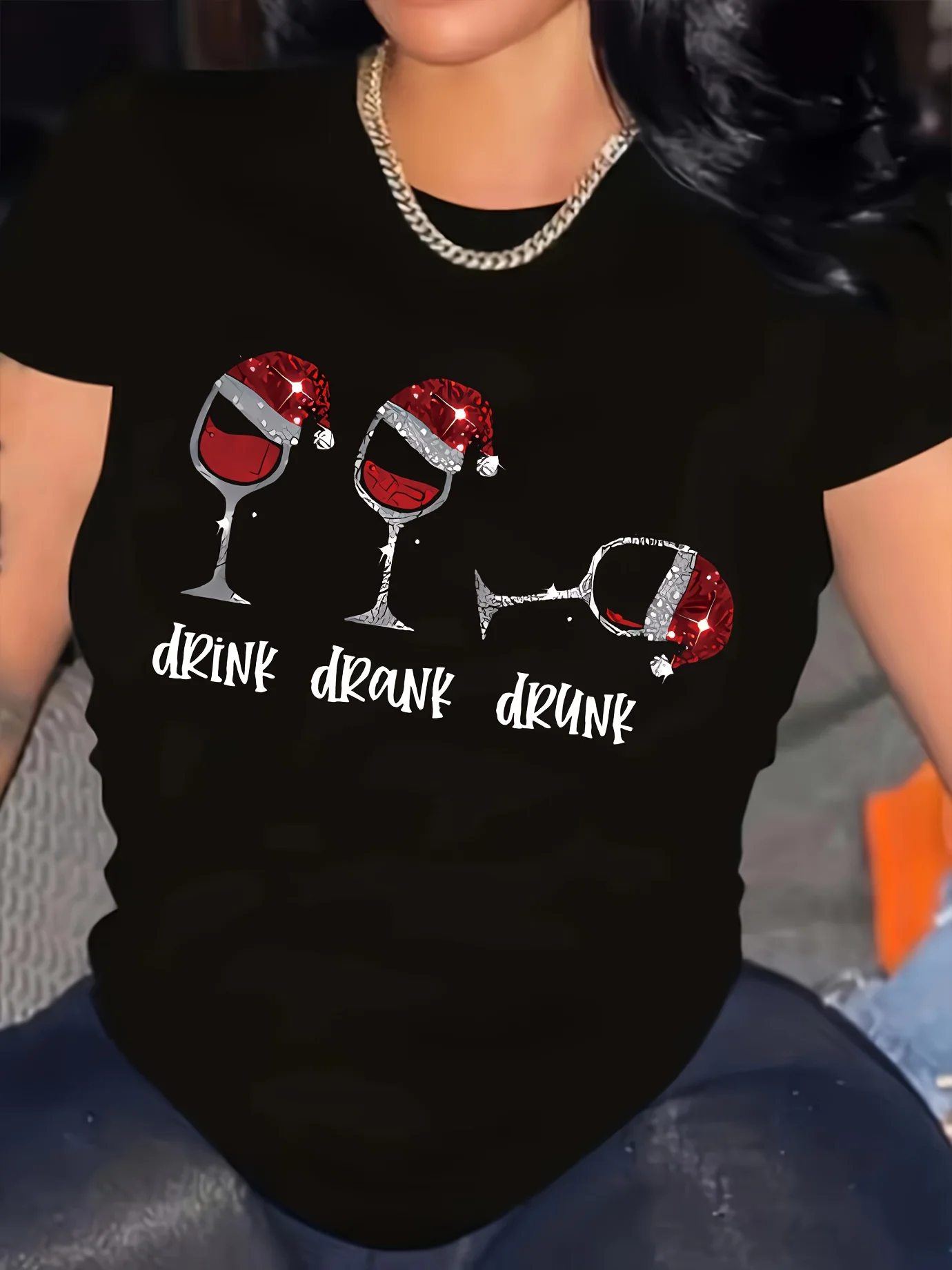 

Women'S Graphic Letter T-Shirt T-shirt With Of A Cup Christmas T-shirt For Women Bow Top Christmas Christmas T-shirt For Ladies