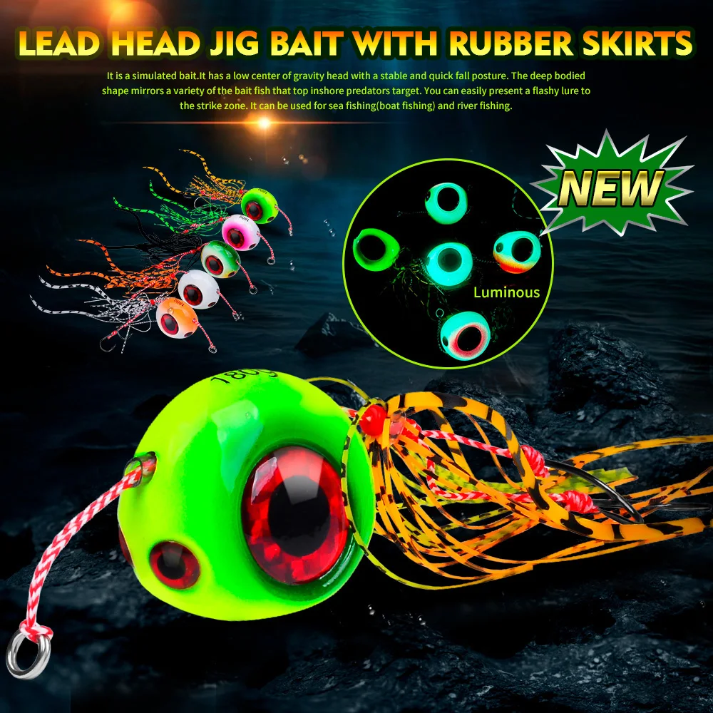 PROBEROS Meeresfischerei-Jigs, 40g-180g Leuchtende Metall-Jigs, Leuchtende Tiefsee-Offshore-Trolling-Rigs, Jig-Angelköder – Detail 1