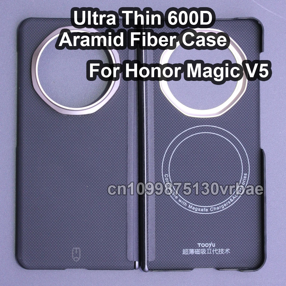 Carbonfaser-Aramid-Magnetgehäuse für Honor Magic V5, doppeltes Scharnier, Stoff, dünn, hart, leicht, magnetisch, schwarz, schlanke, leichte Hülle