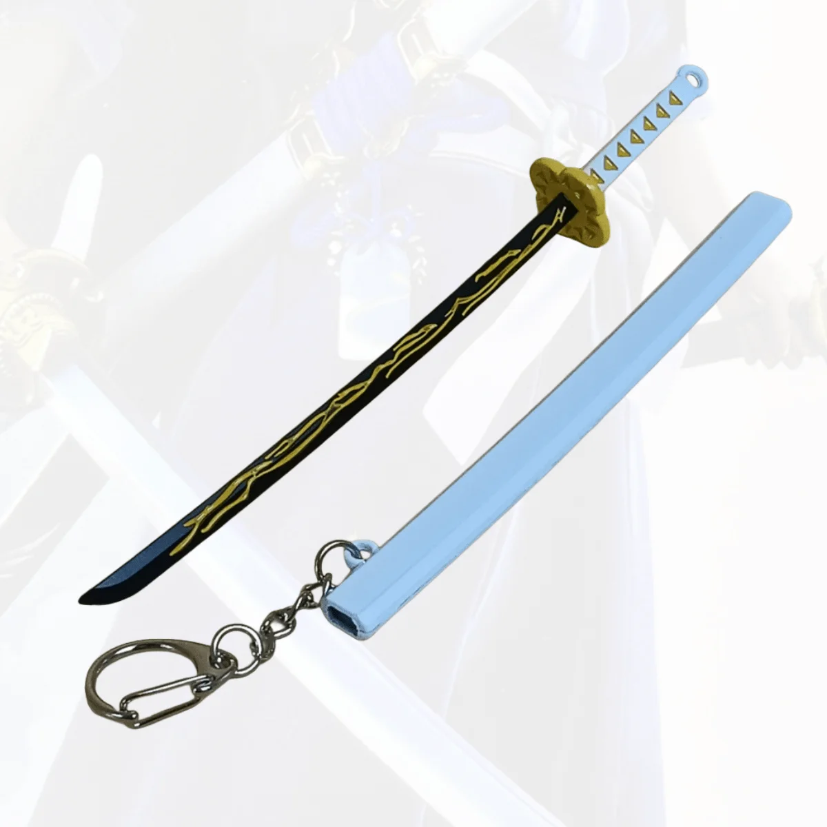5.9インチ 鬼滅の刃 我妻善逸 金属刀 ニンジャナイフ サムライセイバー 日本刀 カタナ セイバー コスプレアクセサリー 小道具 おもちゃ