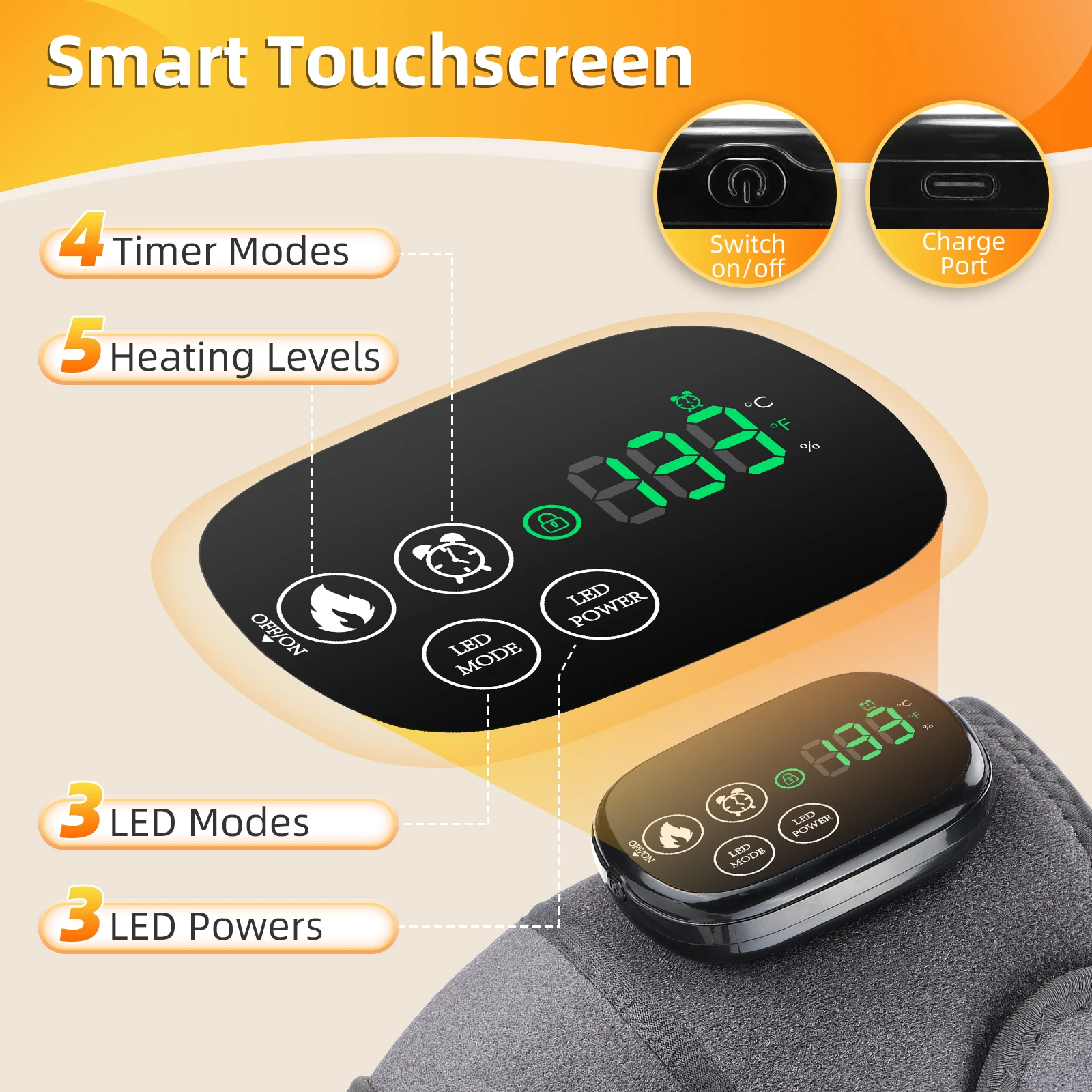 

Электрический массажер для колена с подогревом красного света, вибрация и подогрев для плеч, локтей, расслабляет мышцы, уменьшает стресс