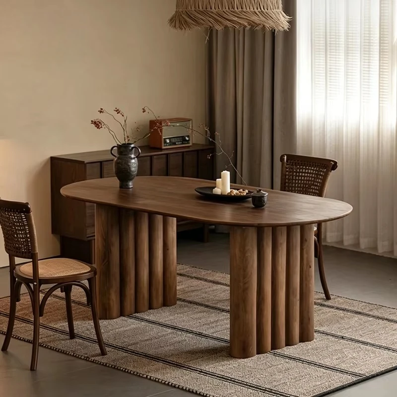 

gq-Solid Wood Live Edge Dining Table Wabi Sabi Designer Slab Table for Guest Restaurant and Living Room Tea Table Home Use%