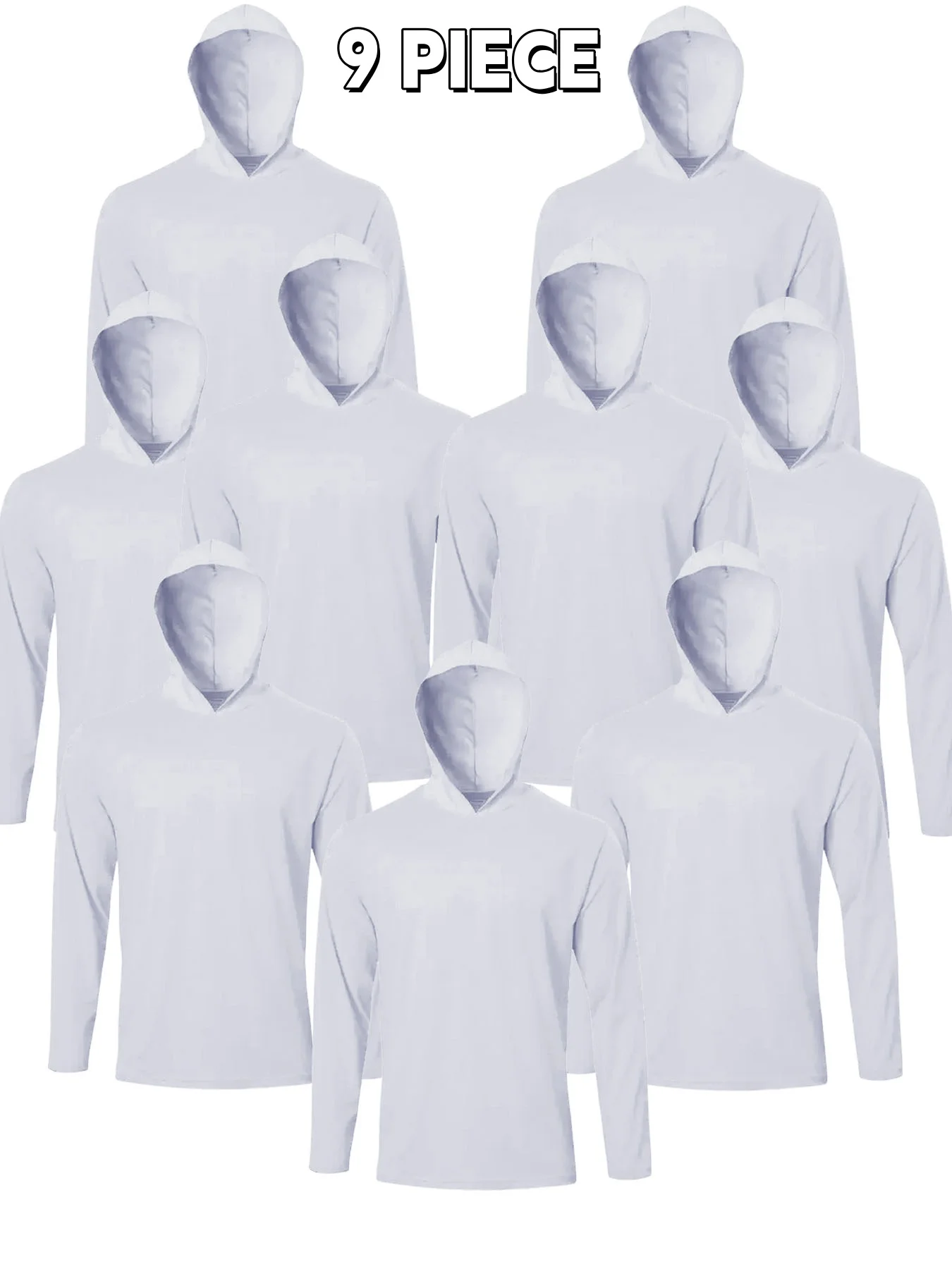 9-Pack Men's Hooded Long Sleeve Shirts - Breathable Comfort Sport Tees Ideal for Daily Exercise Fitness and Training Wear