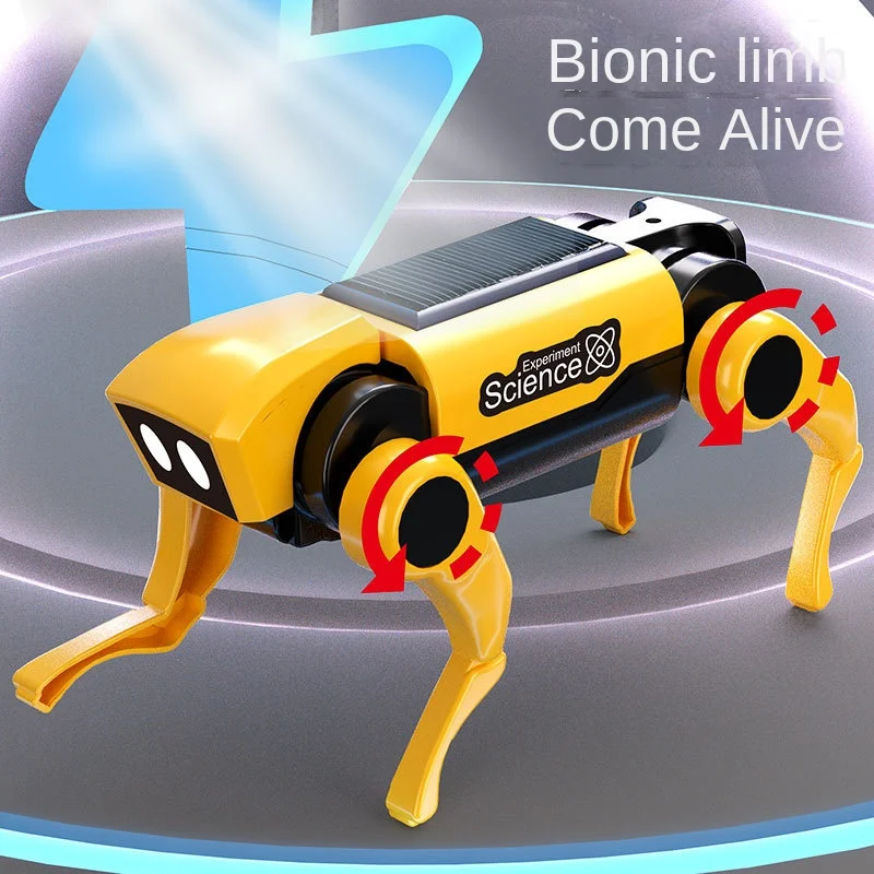 Electric Mechanical Dog Cat Solar Robot Animal Children Educational Assembly Tech DIY Puzzle Toy Bionic Combination Toys Gifts