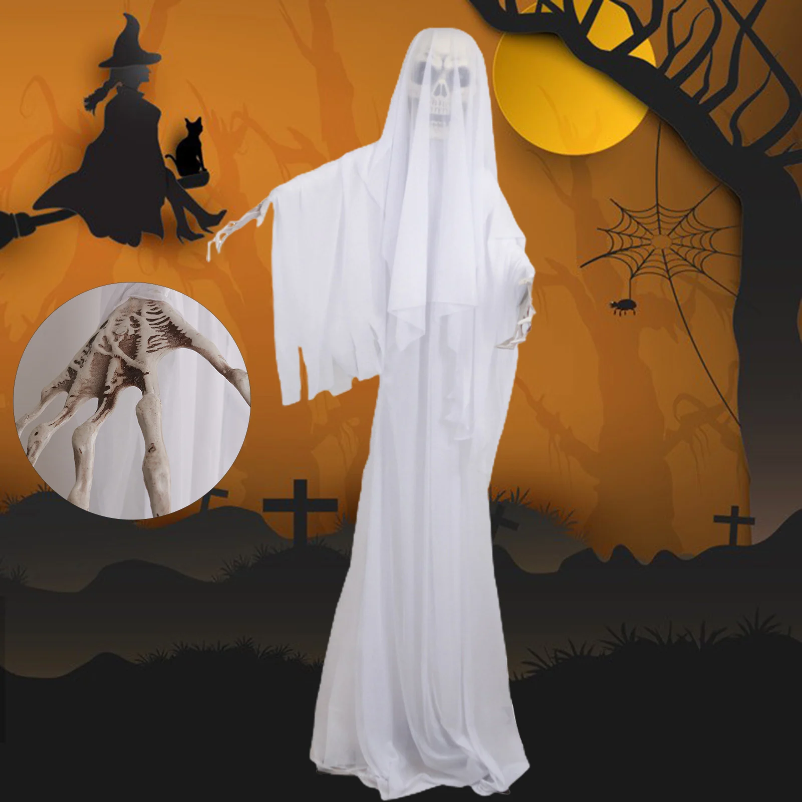 Halloween Skeleton Control Gauze Ghosts Can Shine, Voice Control Terror Bar Ghost House Chamber Atmosphere Decoration Ornaments